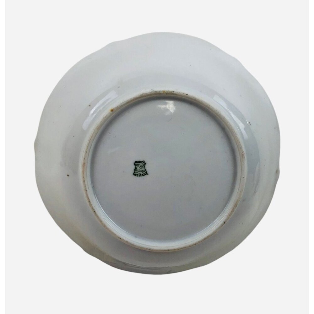 Antique Weimar Germany Porcelain Bowl With Floral Pattern & Gold Accents - Picture 8 of 10